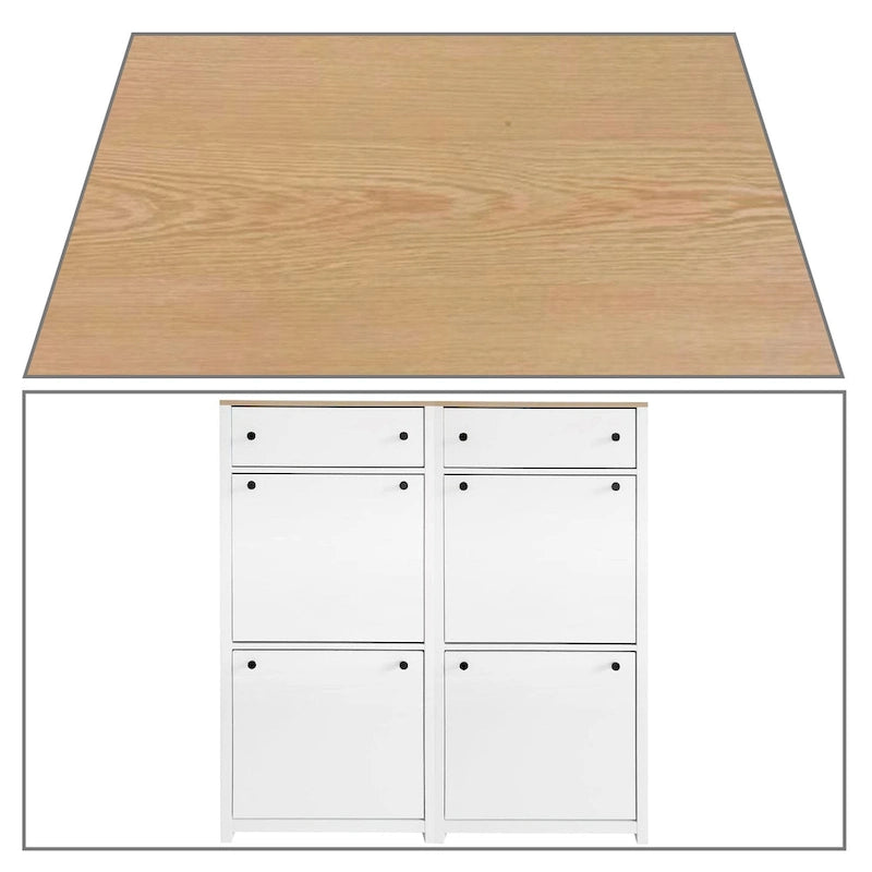 Meuble à chaussures moderne et minimaliste en bois avec tiroirs abattants et tiroir standard