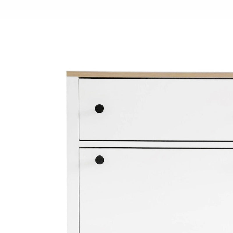 Meuble à chaussures moderne et minimaliste en bois avec tiroirs abattants et tiroir standard