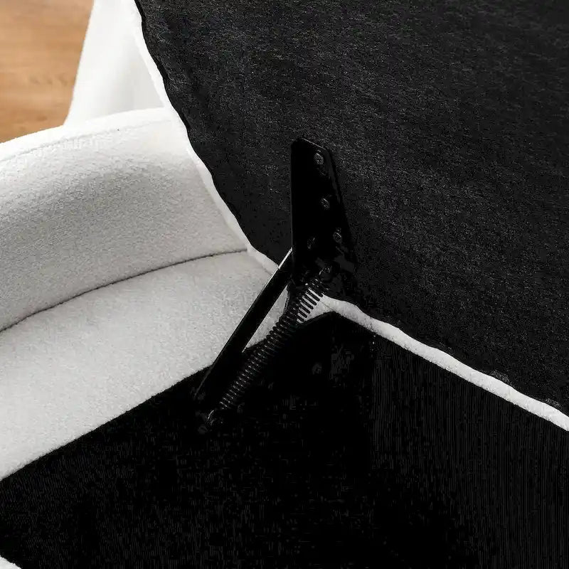 Banc de rangement capitonné avec couvercle à charnière et accoudoirs arrondis