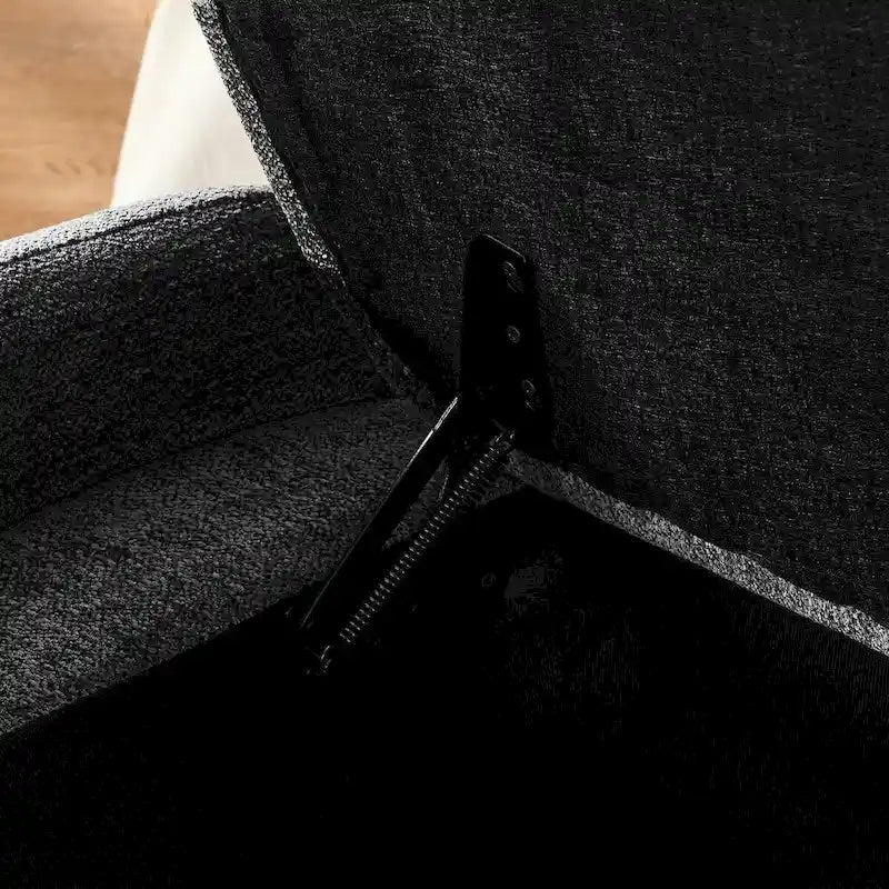 Banc de rangement capitonné avec couvercle à charnière et accoudoirs arrondis