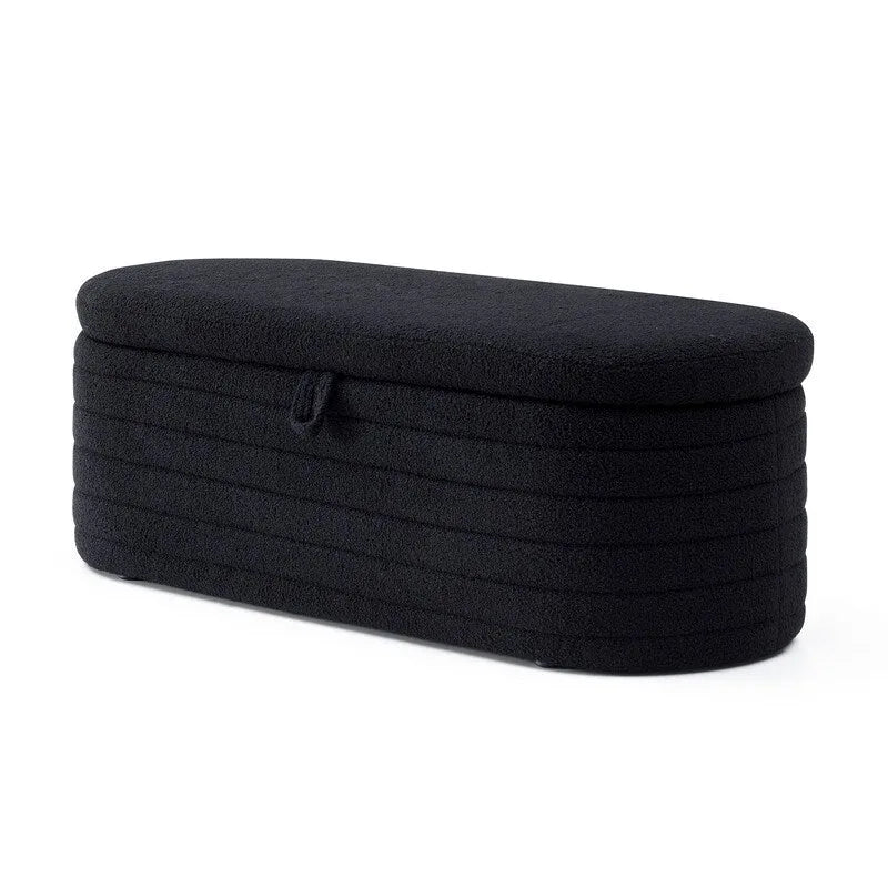 Banc de rangement ottoman rembourré en Sherpa avec couvercle relevable pour chambre à coucher