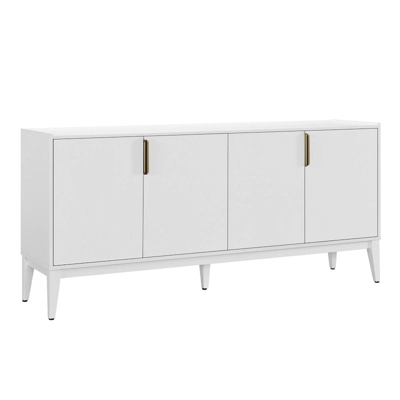 Buffet moderne blanc avec 4 portes et étagères réglables