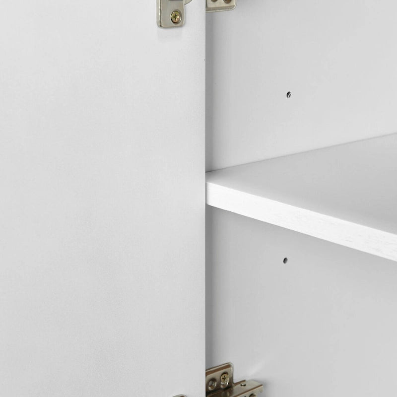 Buffet moderne blanc avec 4 portes et étagères réglables