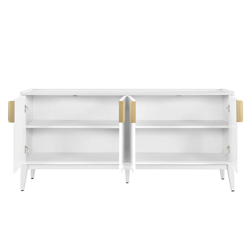 Buffet moderne blanc avec 4 portes et étagères réglables