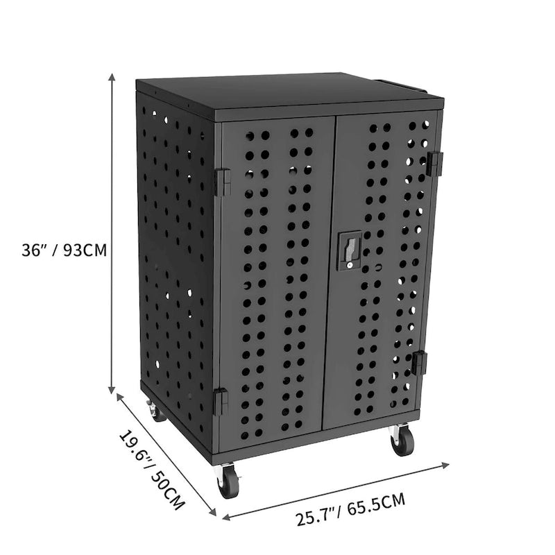 Armoire de recharge mobile sécurisée en acier avec portes ventilées et séparateurs intérieurs