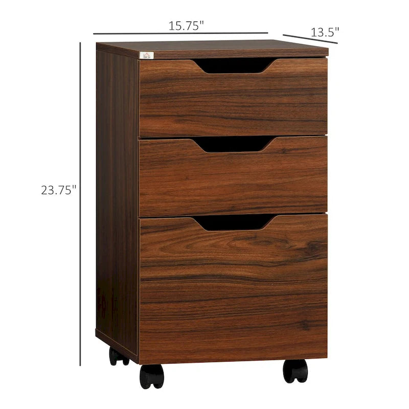 Meuble de rangement mobile sous bureau à 3 tiroirs avec roulettes verrouillables