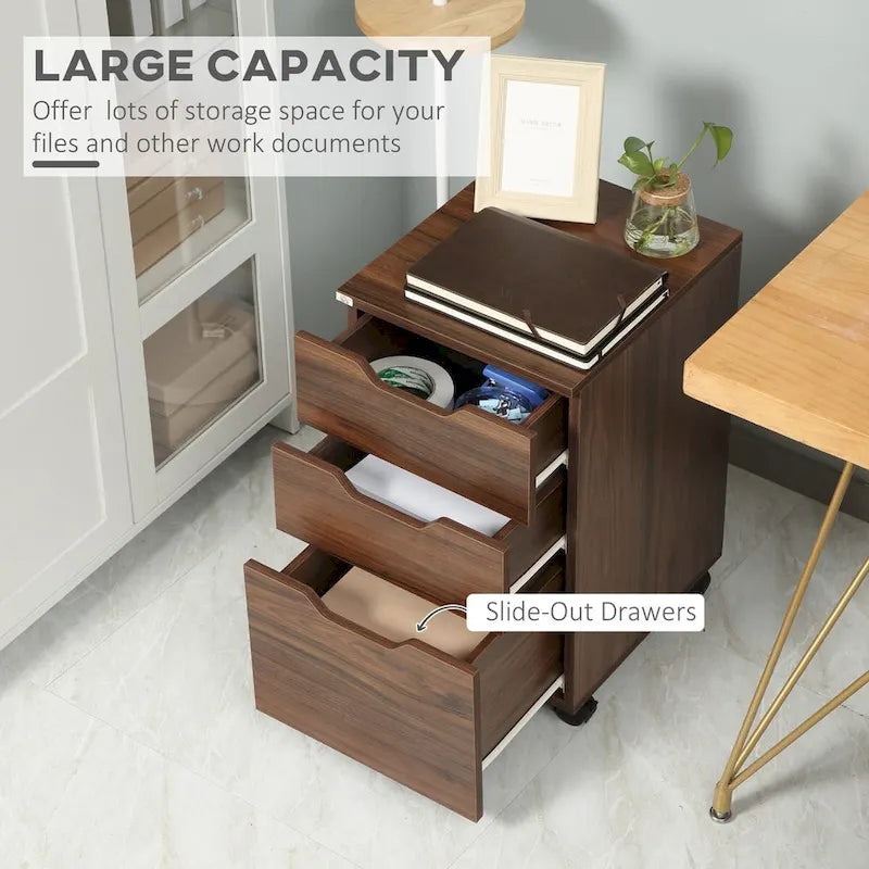 Meuble de rangement mobile sous bureau à 3 tiroirs avec roulettes verrouillables