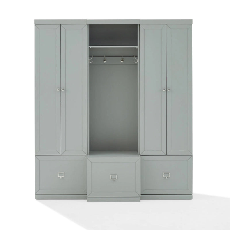 Ensemble d'entrée 3 pièces avec patère, placard de rangement et étagères réglables