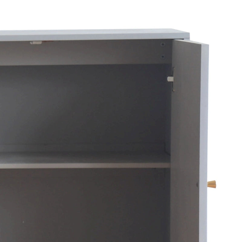Buffet Art déco avec panneaux de porte en relief cintré, pieds dorés et support central
