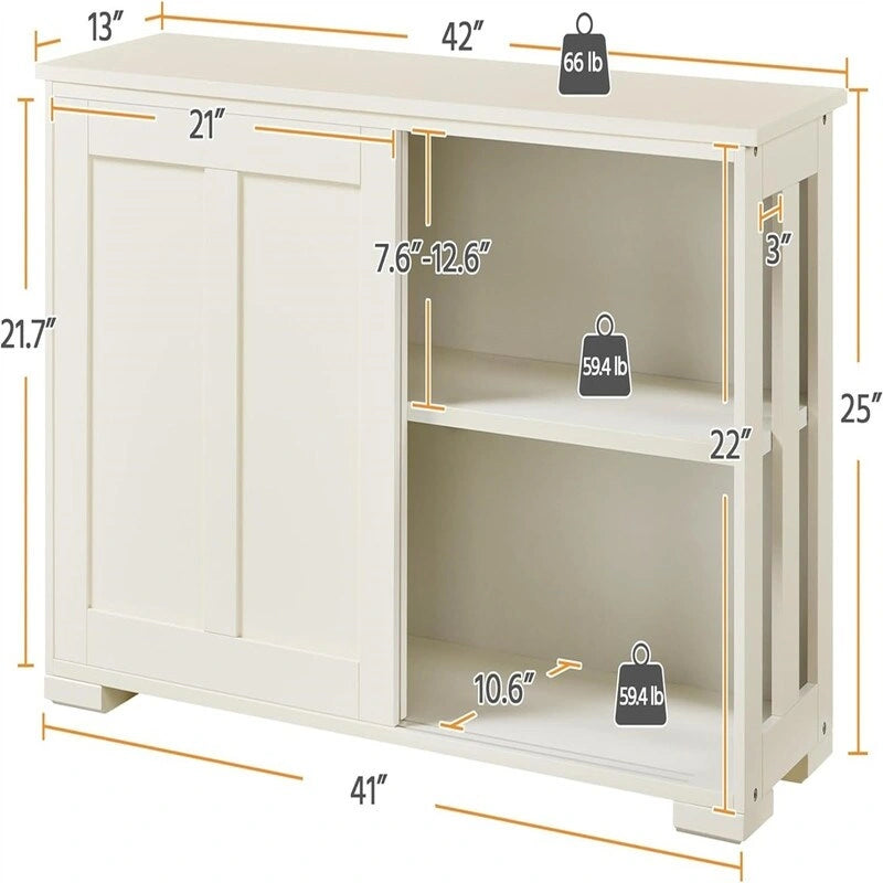 Buffet de cuisine avec porte coulissante et étagère réglable