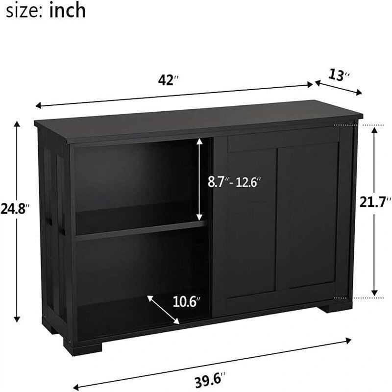 Buffet de cuisine avec porte coulissante et étagère réglable