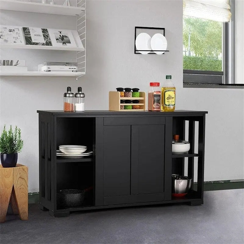 Buffet de cuisine avec porte coulissante et étagère réglable