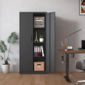 Armoire de rangement haute en acier verrouillable avec 2 portes et 4 étagères réglables