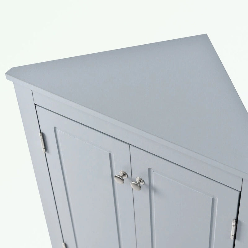 Meuble d'angle de rangement pour salle de bain avec double porte et étagères réglables