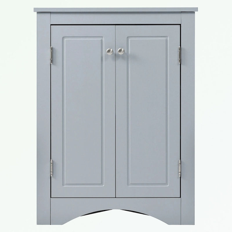 Meuble d'angle de rangement pour salle de bain avec double porte et étagères réglables