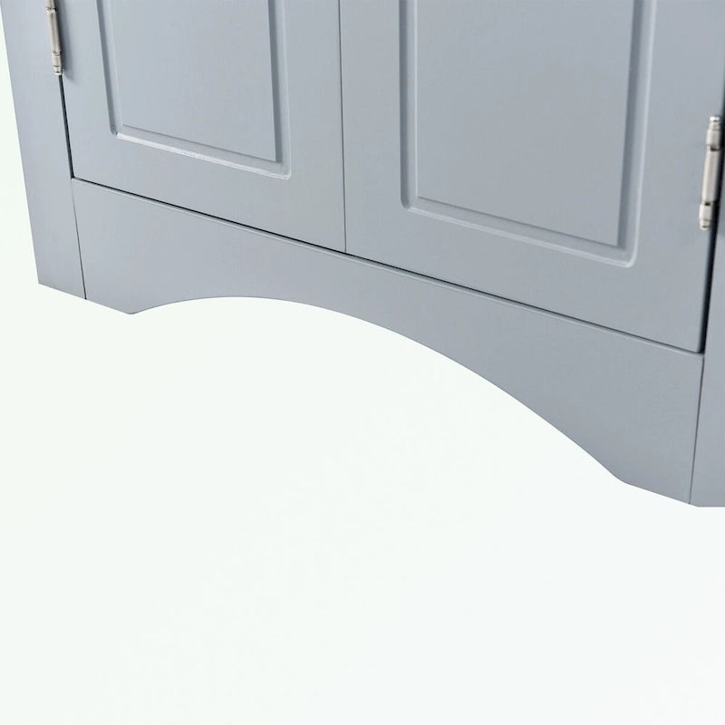Meuble d'angle de rangement pour salle de bain avec double porte et étagères réglables