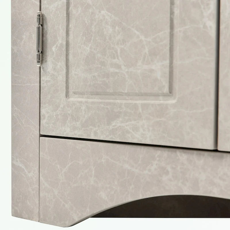 Meuble d'angle de rangement pour salle de bain avec double porte et étagères réglables