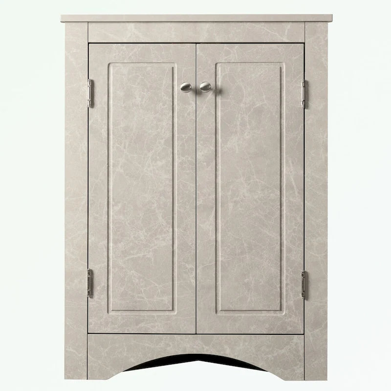 Meuble d'angle de rangement pour salle de bain avec double porte et étagères réglables