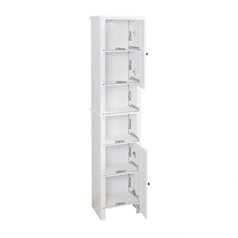 Meuble de Rangement Salle de Bain Colonne avec 2 Portes et Étagères Ouvertes