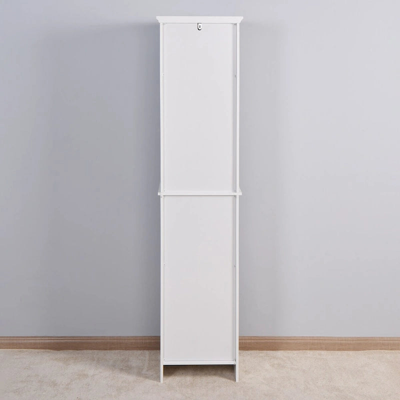 Meuble de Rangement Salle de Bain Colonne avec 2 Portes et Étagères Ouvertes