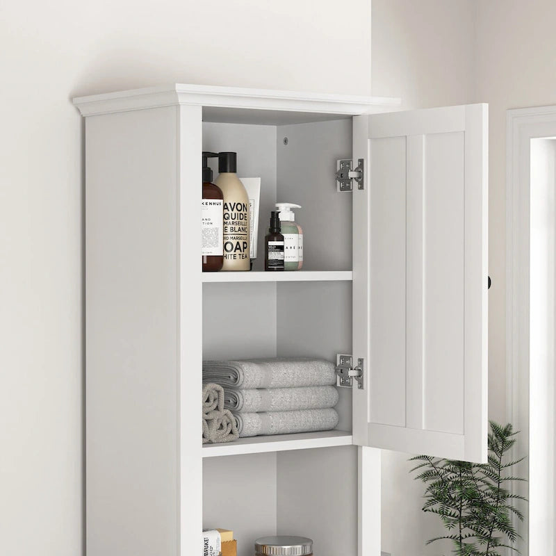Meuble de Rangement Salle de Bain Colonne avec 2 Portes et Étagères Ouvertes