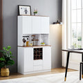 Grand buffet en bois blanc avec étagère supérieure, porte-bouteilles et tiroirs