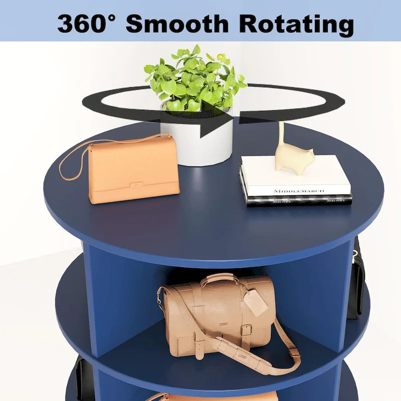 Tour de rangement à chaussures et sacs à 7 niveaux rotative à 360 degrés avec étagères ouvertes