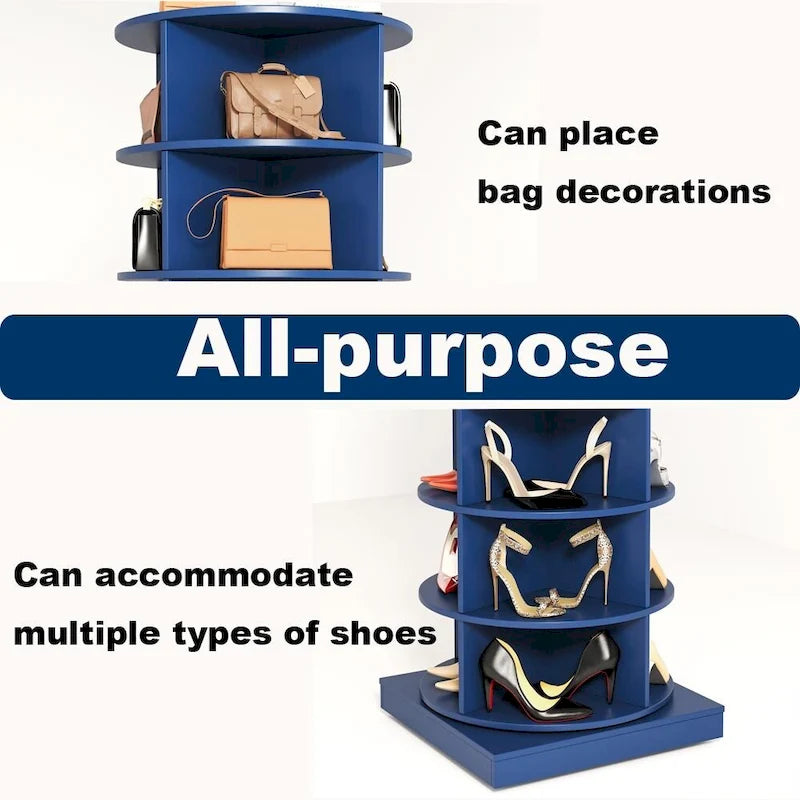 Tour de rangement à chaussures et sacs à 7 niveaux rotative à 360 degrés avec étagères ouvertes