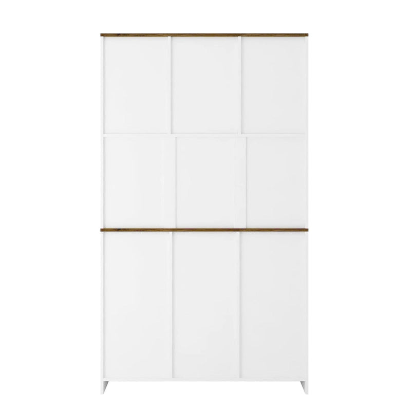 Meuble de bar de cuisine de ferme blanc avec portes coulissantes et porte-bouteilles