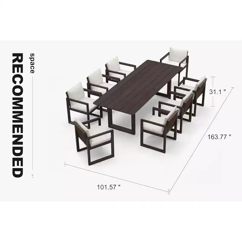 PURPLE LEAF Outdoor Dining Set Aluminum Luxury Patio Furniture Table and Chairs Set with Removable Thick Cushion