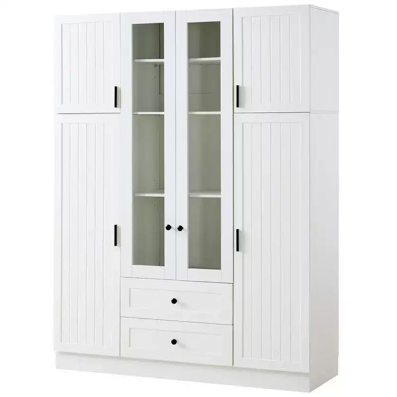 Whisen 71H Freestanding Kitchen Storage Pantry, Large Dining Storage Cabinet Cupboard Sideboards With 6 Doors, Adjustable Shelves
