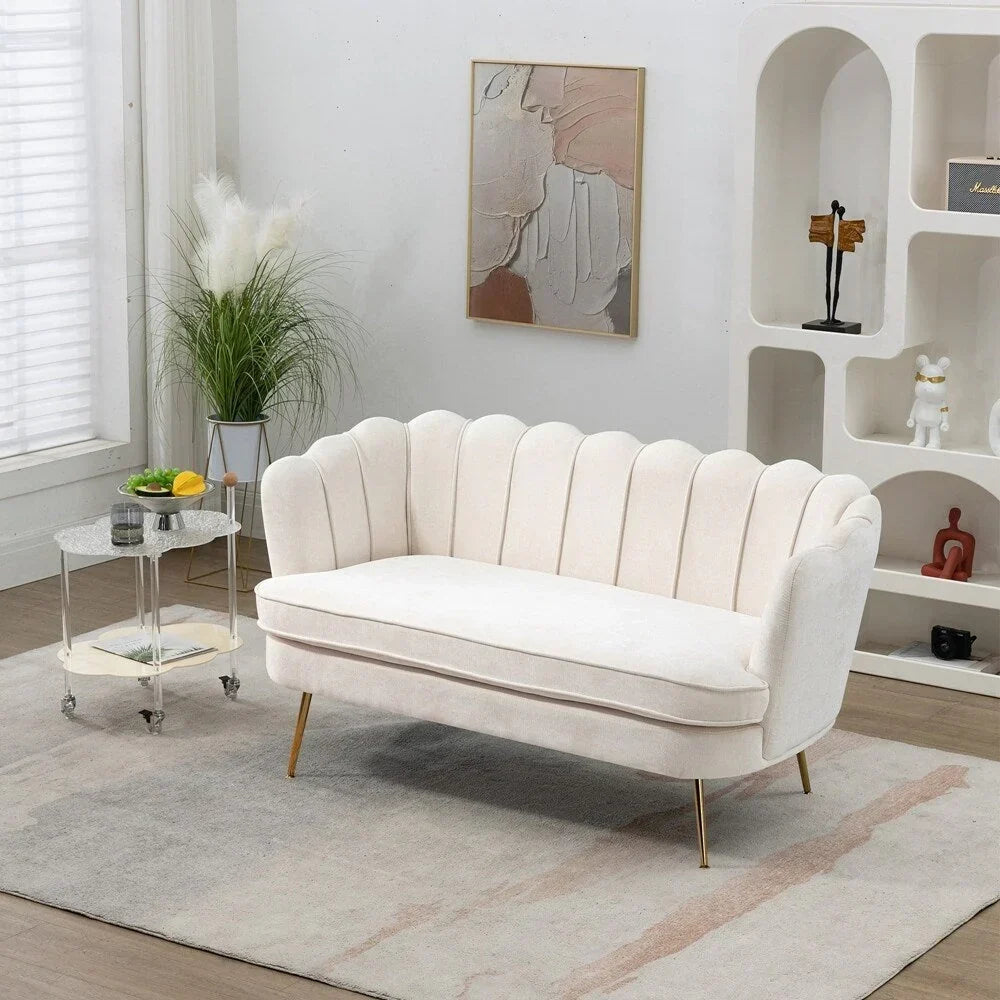 Small Mini Room Couch Two-Seater Sofa with Gold Metal Leg - 2 Seat