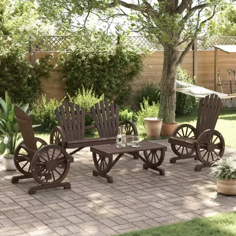 vidaXL Patio Lounge Set Outdoor Garden Seat Furniture 4 Piece Solid Wood Fir