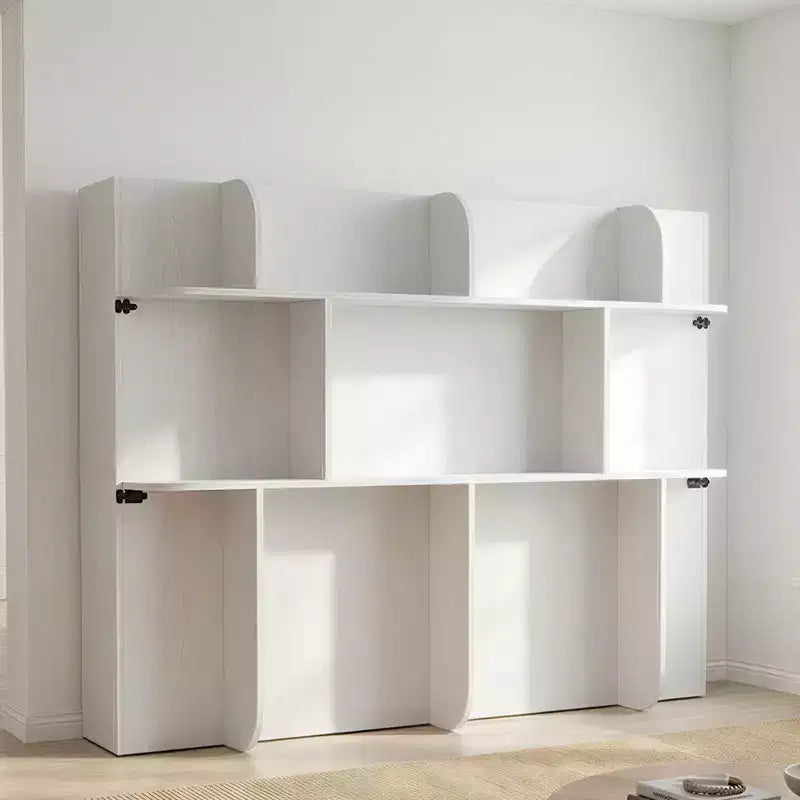 2-in-1 Invisible Murphy Bed with Shelf Storage, Queen Size, Natural Wood (Mattress Not Included)