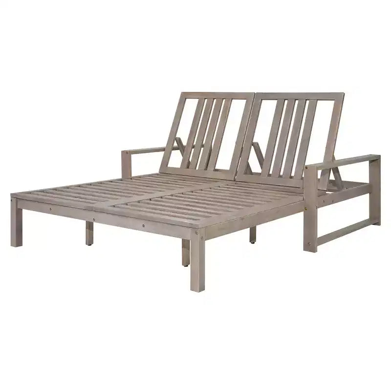 Polibi Double Outdoor Lounge Chair with 5-Position Adjustable Backrest