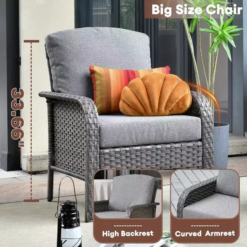 HOMLUX Set of 2 Patio Wicker Chairs Set Outdoor All Weather High Back Rattan Chairs