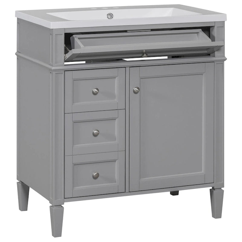 Bathroom Vanity with Top Sink and a Tip-out Drawer