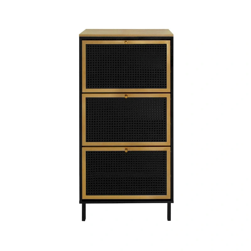 3 Metal Door Shoe Rack Freestanding Shoe Storage Cabinet