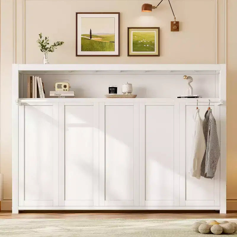 Twin Size Murphy Bed with Shelves, Metal Wall Bed with Foldable Design for Small Space