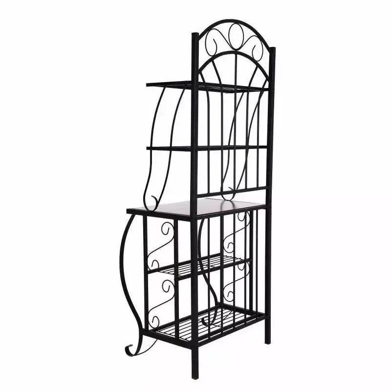 Valencia Baker Rack Storage Unit Metal/Black - Boraam Industries: Scandinavian Style, 5 Shelves, Powder-Coated Finish