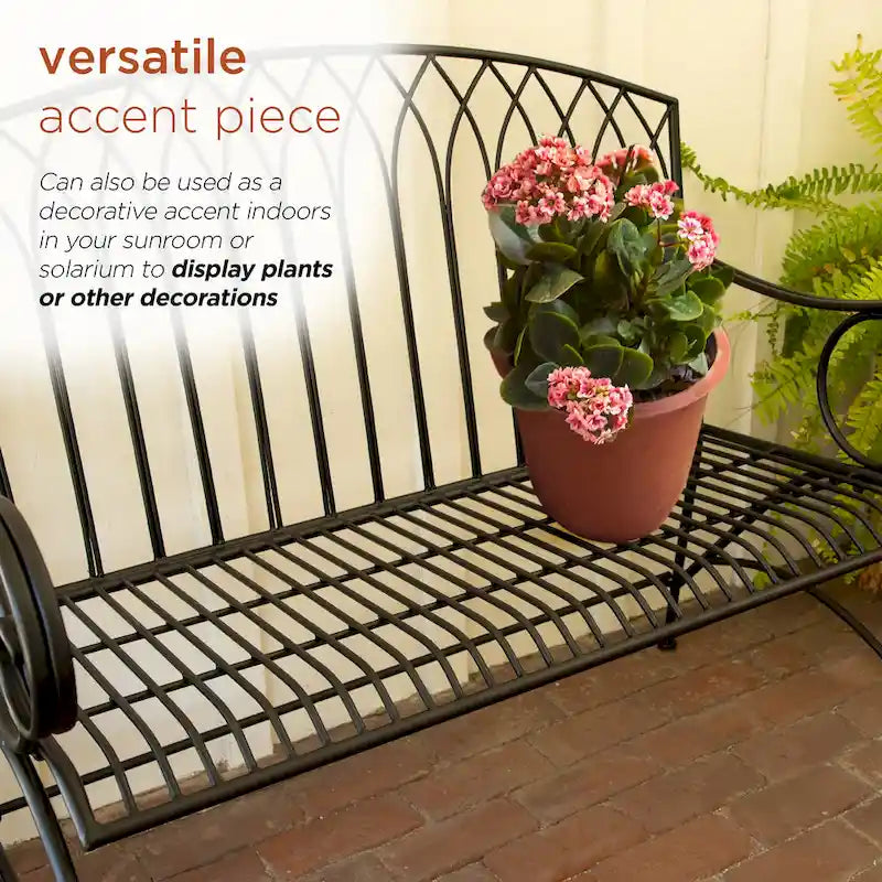 Alpine Corporation 44L Indoor/Outdoor 2-Person Classic Metal Garden Bench