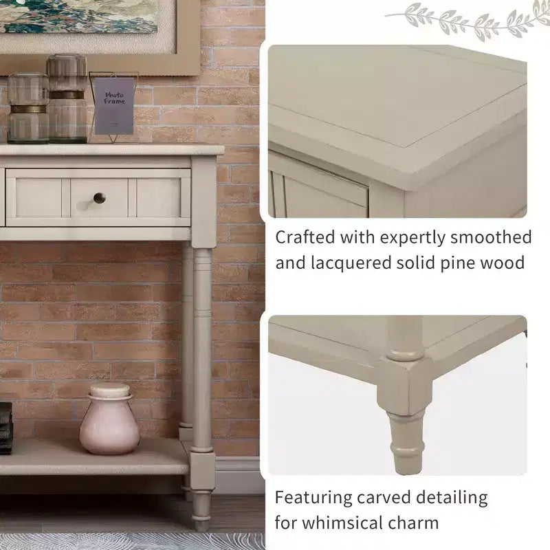 The Misty Moon Daisy Series Console Table Traditional Design with Two Drawers and Bottom Shelf (Espresso)