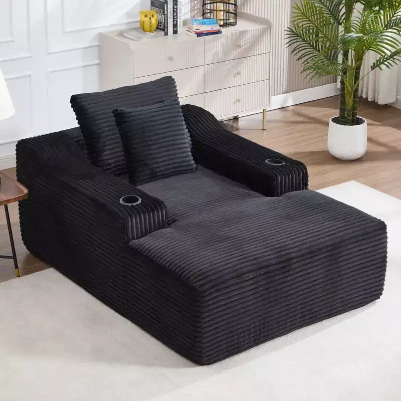 67 Chaise Lounge Chair, Indoor Sleeper Sofa Bed with 2 Pillows, Boneless Single Sofa Couch for Living Room, No Assembly Required