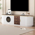 70.8 Modern Minimalist TV Stand for TVs up to 80 Inches, Entertainment Center with 3 Drawers and 1 Shelf Metal Handles
