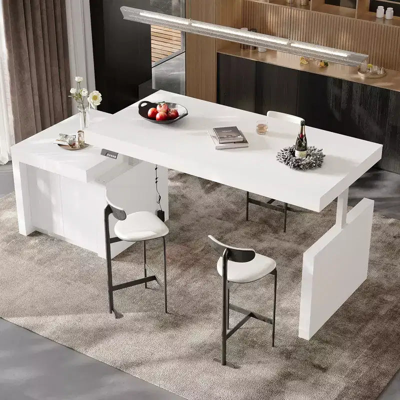 Hitow Modern 110W Lift Dining Table with 3 Memory Height,47Max Height,150LBS Load-Bearing,Intuitive Operate,Kitchen Island/Breakfast Bar