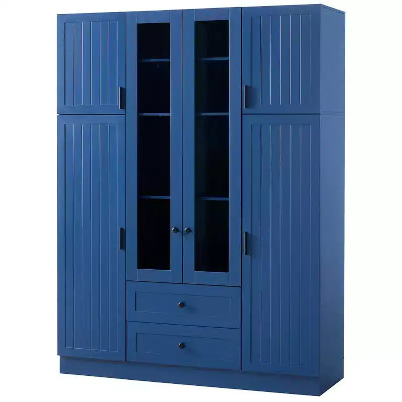 Whisen 71H Freestanding Kitchen Storage Pantry, Large Dining Storage Cabinet Cupboard Sideboards With 6 Doors, Adjustable Shelves