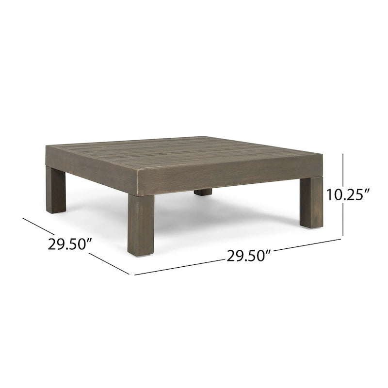 Oana Outdoor Acacia Wood Left Arm Loveseat and Coffee Table Set with Cushion by Christopher Knight Home