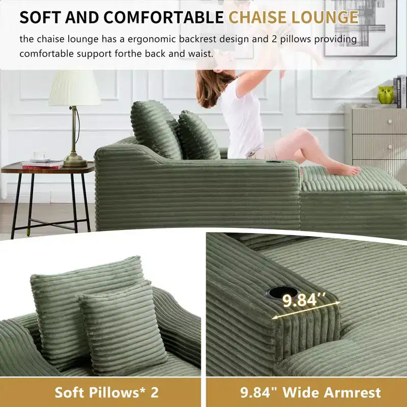 67 Chaise Lounge Chair, Indoor Sleeper Sofa Bed with 2 Pillows, Boneless Single Sofa Couch for Living Room, No Assembly Required