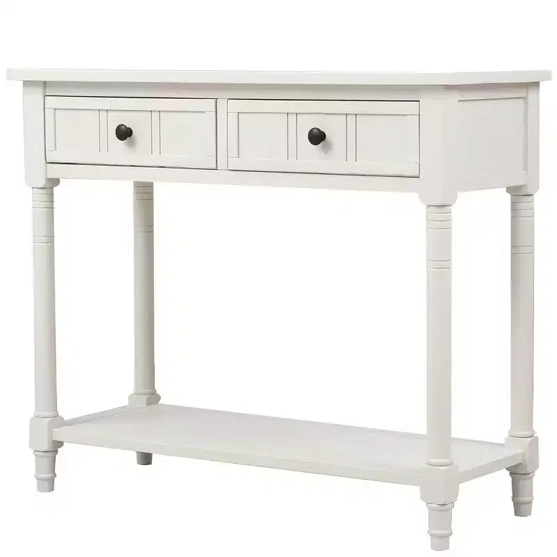 The Misty Moon Daisy Series Console Table Traditional Design with Two Drawers and Bottom Shelf (Espresso)