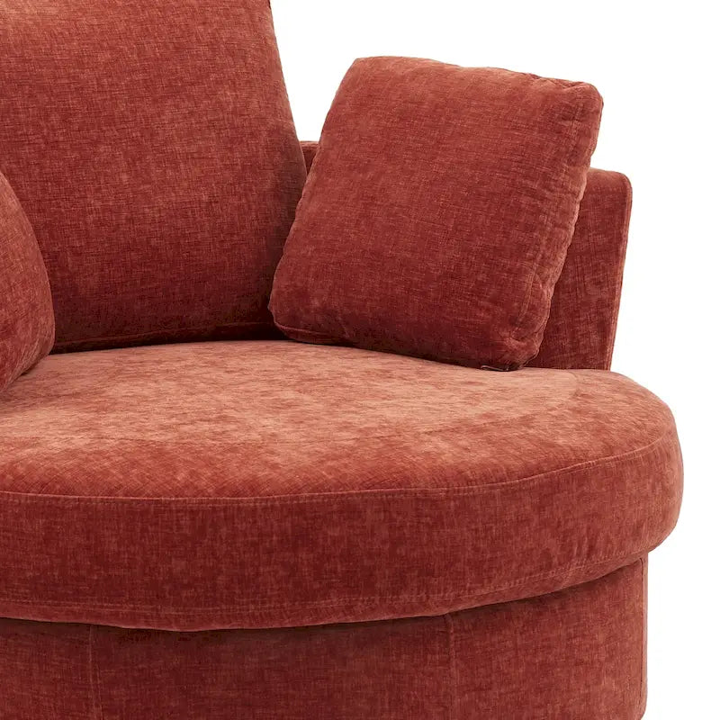 Upholstered Swivel Barrel Armchair Club Chair With Metal Base